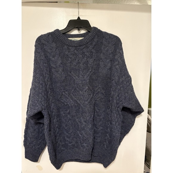 Aran Crafts Other - Aran Crafts Sweater Mens Large Navy Cable Blue Knit 100% Merino Wool Ireland